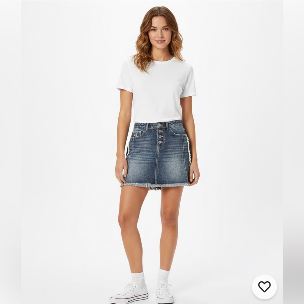 Zara Denim Distressed Mini Skirt Women’s Small Button Fly NWOT